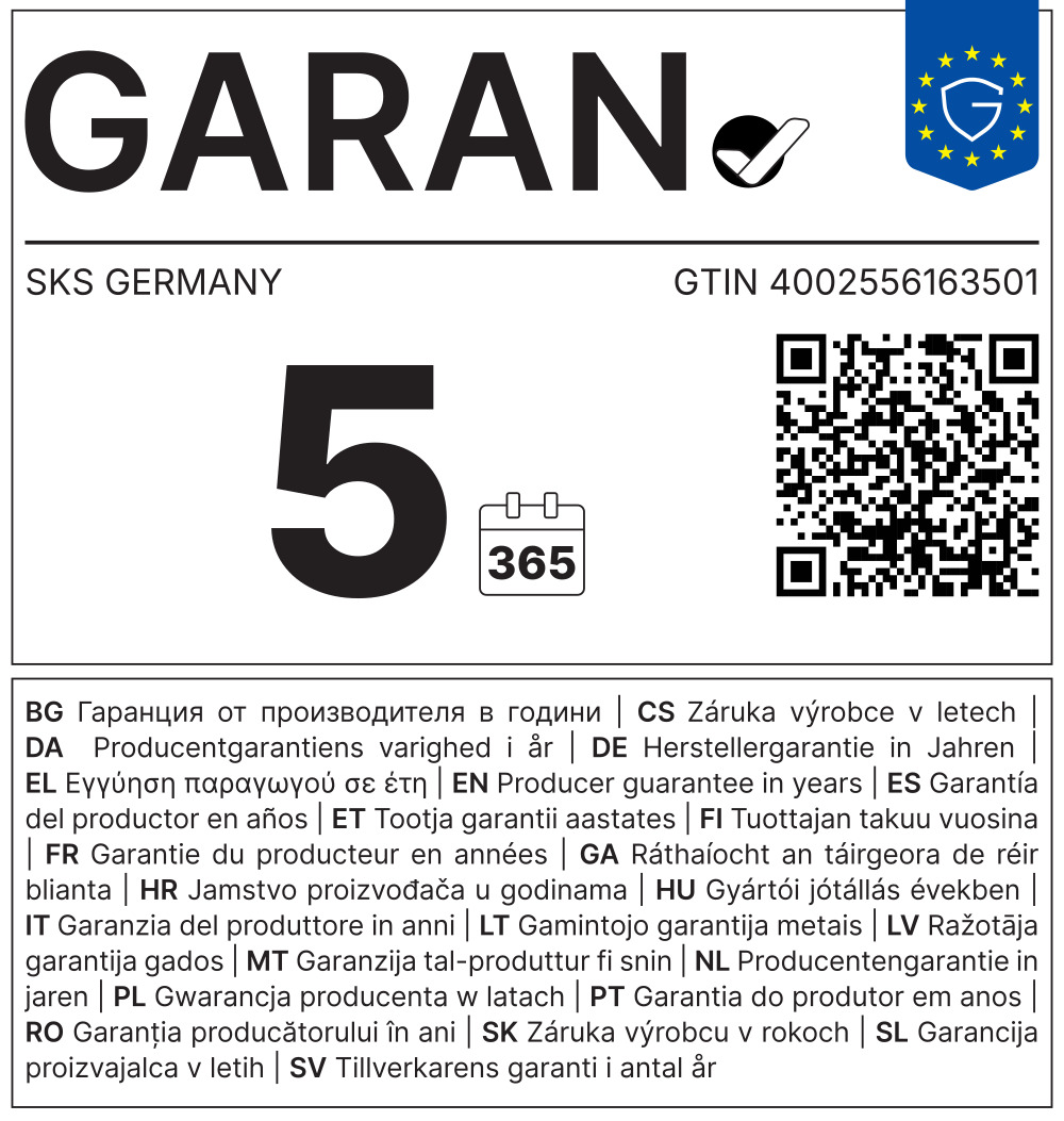 GARAN: 5 Jahre Herstellergarantie von SKS GERMANY für SMARTGRAB 360 PHONE MOUNT